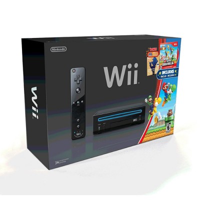 Wii Black Console with New Super Mario Brothers Wii and Music CD - Standard Edition
